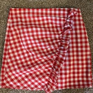 Red and white checkered skirt